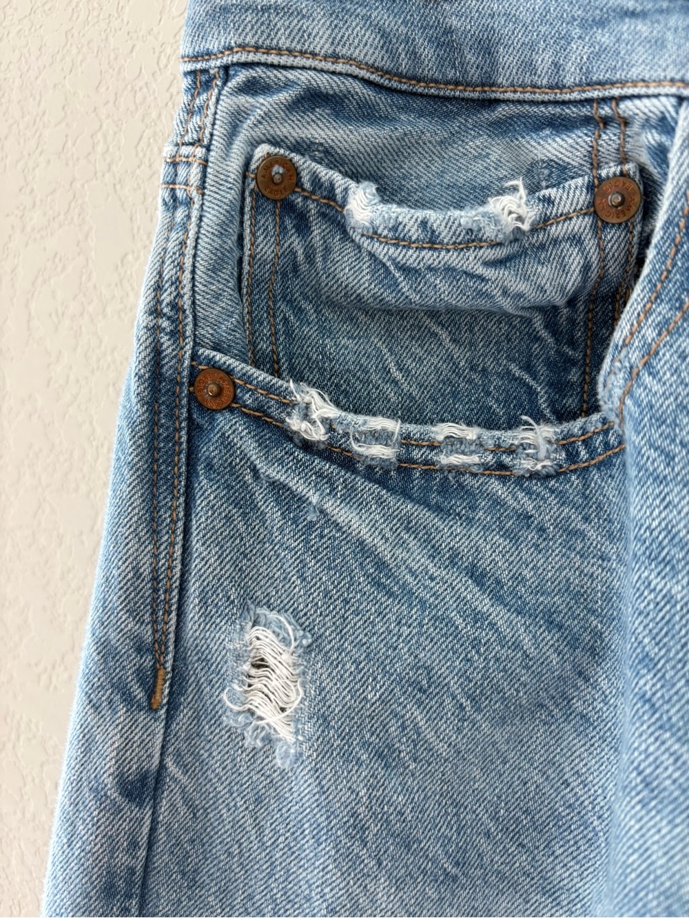 American Eagle 90's Low Rise Straight Denim Jeans 16 Long Light Wash - Picture 8 of 11